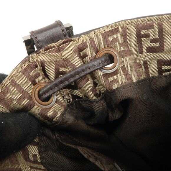 💎✨BEAUTIFUL✨💎Authentic FENDI Zucchino Canvas Leather Shoulder Bag - Picture 14 of 17